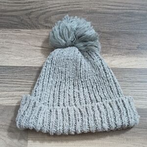 Cozy Gray Knit Pom-Pom Beanie for Kids
